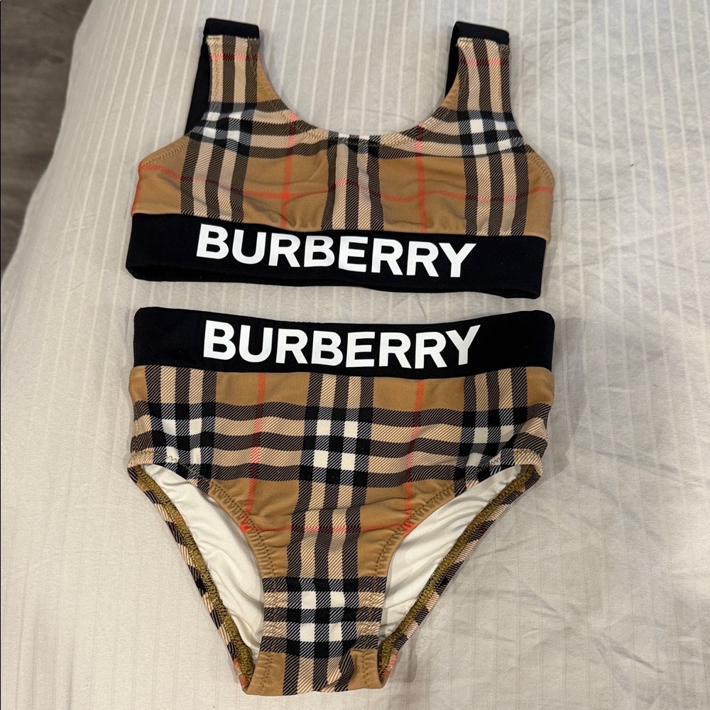 Authentic Burberry Checkered Bikini with Black Accents sz 3 Y Worn Few Times